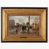 Nicolas De Corsi, Odessa, 1882 ; Napoli, 1956 / Scorcio cittadino con figure / Firmato De Corsi in basso a destra, oil on panel