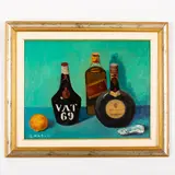 Giovanni March, Tunisi, 1894 ; Livorno, 1974 / Natura morta con bottiglie e frutta / Firmato G March in basso a sinistra