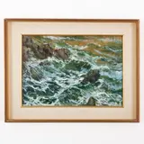 Giuseppe Caselli, Reggio Emilia, 1893 ; La Spezia, 1976 / Marina / Firmato G Caselli in basso a destra / Marina al tramonto, oil on cardboard