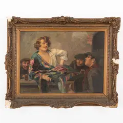 1870 ; 1945 / Interno di osteria con figure / Firmato Geiger R in basso a sinistra by Richard Geiger, oil on canvas, offered Dec 2022