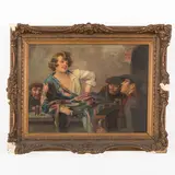 Richard Geiger, 1870 ; 1945 / Interno di osteria con figure / Firmato Geiger R in basso a sinistra, oil on canvas