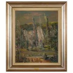 Emanuele Rambaldi, Pieve di Teco, 1903 ; Savona, 1968 / Paesaggio nelle Langhe / Firmato E Rambaldi in basso a destra, oil on canvas