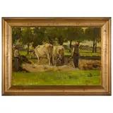 Evasio Montanella, Prà, 1878 ; 1940 / Aratura a Strambino / Firmato E Montanella e datato 1929 in basso a destra, oil on panel
