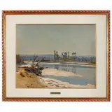Cesare Viazzi, Alessandria, 1857 ; Predosa, 1943 / Paesaggio lacustre / Firmato C Viazzi in basso a sinistra, oil on canvas