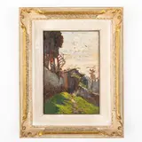 Giuseppe Sacheri, Genova, 1863 ; Pianfei, 1950 / Paesaggio / Firmato G Sacheri in basso a destra, oil on cardboard
