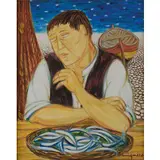 Giuseppe Migneco, Messina 1908 - Milano 1997 / Pescatore in barca, 1973, oil on canvas