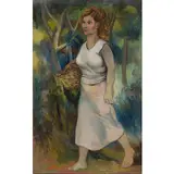 Bagheria 1911 - Roma 1987 / Donna nel bosco, 1952 by Renato Guttuso, oil on paper applicata on canvas, offered Dec 2022