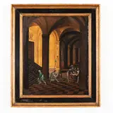 Guardie che giocano a dadi e si scaldano in un interno by Nicolaes de Giselaer, oil on panel, offered Feb 2023