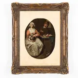 Jan Baptist Lambrechts, Coppia ad un tavolo in un interno