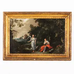 Agar e l'angelo by Simon Floquet, oil on panel, offered Feb 2023