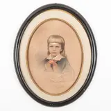 Andrea Belloli, Ronciglione, 1822 - Roma, 1881 / Ritratto di bambino / Firmato A Belloli f e datato 1879 in basso a sinistra, mixed media on paper