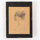 Palermo, 1855 - Roma, 1926 / Profilo di donna / Firmato Ximenes e datato Roma 901 in basso a destra by Ettore Ximenes, pencil on paper, offered Feb 2023