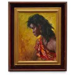 Clemente Tafuri, Salerno, 1903 - Pegli, 1971 / Ritratto di giovane africana / Firmato C Tafuri in basso a sinistra, oil on masonite