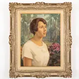 Genova 1912 - 1987 / Paesaggio con figura femminile / Firmato G B Semino in basso a sinistra by Giovanni Battista Semino, oil on cardboard pressato, offered Feb 2023