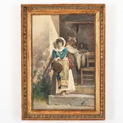Francesco Coleman, Roma, 1851 - 1918 / La giovinezza e la vecchiaia / Firmato F Coleman, Roma in basso a destra, watercolour on paper