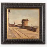 Cesare Riesch, Firenze, 1906 - 1981 / Strada a Firenze / Campagna fiorentina con figure / Firmati Cesare Riesch e datati 1931 in basso a sinistra e a destra, oil on tavoletta
