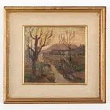 Eso Peluzzi, Cairo Montenotte, 1894 - Monchiero, 1985 / Primavera a Santuario, 1923 / Firmato E Peluzzi in basso a sinistra, oil on cardboard