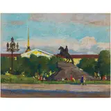 Leonid Ilyich Chichkan, Krasnodar, 1911 - Kiev, 1977 / Monumento a Pietro il Grande / Firmato L Chichkan in basso a sinistra, pastel on paper