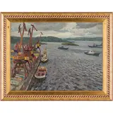 Tokarevo, 1928 - 2017 / Veduta portuale / Firmato Solodovnikov in basso a sinistra by Olexiy Pavlovich Solodovnikov, oil on cardboard, offered Apr 2023