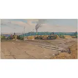 Olexandr Grigorovich Maksimenko, Vilkhovatka, 1916 - Kyiv, 2011 / Lavori nei campi, 1951 / Firmato O Maksimenko e datato 51 in basso a sinistra