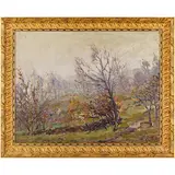 Novomoskovsk, 1901 - Kiev, 1977 / Paesaggio autunnale, 1959 / Firmato Gluschenko e datato 59 in basso a destra by Mykola Petrovich Gloutchenko, oil on compensato, offered Apr 2023