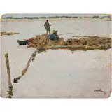 Tetyana Nylivna Yablonska, Smolensk, 1917 - Kiev, 2005 / Pescatori al fiume / Firmato T Yablonska in basso a destra