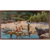 Zaporozhye 1938 / Al fiume Pivdennyj Bug, Ucraina / Firmato Litovchenko in basso a destra by Boris Aleksandrovich Litovchenko, oil on canvas, offered Apr 2023