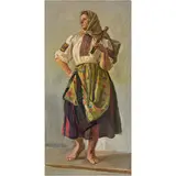 Karp Demjanovich Trokhimenko, Sushany, 1885 - Kiev, 1979 / Ritratto di contadina / Monogramma K T in basso a destra, oil on canvas