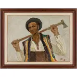 Sergey Ivanovich Grosh, Brazhyntsi, 1911 - Kiev, 1990 / Ritratto di carpaziano, 1961 / Firmato S Grosh e datato 61 in basso a destra, oil on cardboard