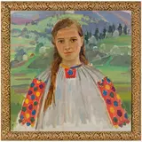 Andriy Andrievich Kotska, Uzhgorod, 1911 - 1987 / Ritratto di ragazza in costume tradizionale, oil on canvas