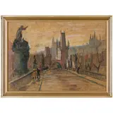 Leonid Ilyich Chichkan, Krasnodar, 1911 - Kiev, 1977 / Scorcio cittadino in primavera / Firmato L Chichkan in basso a destra, pastel on paper