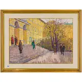 Zakromskove, 1922 - Kiev, 1994 / Il cinematografo / Firmato M Belsky in basso a destra by Mykhaylo Gavrilovich Belsky, oil on cardboard, offered Apr 2023