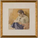 Tetyana Nylivna Yablonska, Smolensk, 1917 - Kiev, 2005 / La ragazza che legge / Firmato Yablonska e datato 58 in basso a sinistra