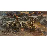 Zemlyanye Khutory, 1926 - Kiev, 2003 / Studio per il dipinto Prime battaglie al fronte sud occidentale / Firmato V Shatal in basso a sinistra by Victor Vasilievich Shatalin, oil on cardboard, offered Apr 2023