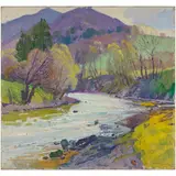Dubrynichi, 1921 - 1991 / Ruscello di montagna / Firmato Kashshay in basso a destra by Anton Mykhaylovich Kashshay, oil on canvas, offered Apr 2023