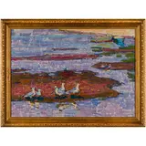 Vasyl Dmitrovich Chegodar, Chervonyy Yar, 1918 - Kiev, 1989 / Gabbiani sul Dnepr, oil on cardboard