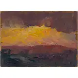 Kalavtsi, 1890 - 1984 / Tramonto, 1942 / Firmato F Konovalyuk e datato 42 in basso a sinistra by Fedir Zotikovich Konovalyuk, oil on cardboard, offered Apr 2023