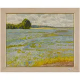 Brest, 1933 - 2015 / Il lino in fiore / Firmato V Korolchuk in basso a sinistra by Victor Andrievich Korolchuk, oil on cardboard, offered Apr 2023