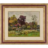Viktor Poltavets, Pologi, 1925 - Kiev, 2003 / La casa del Villaggio, oil on cardboard