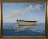 Lone Dory on the Water by Kathleen Potter Kelliher, Oil on Canvas, offered Aug 2022