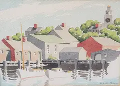 Old South Slip, by Doris and Richard Beer, Watercolor, offered Aug 2022
