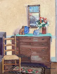 Interior Scene by Ruth Haviland Sutton, Oil on Artist Board, offered Aug 2022