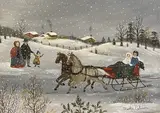 Martha Cahoon, Winter Sleigh Ride, Oil on Masonite