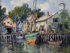 Arthur V Diehl, Provincetown from the Quary, Oil on Artist Board