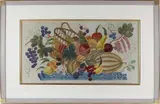 Spilled Basket of Fruit by Louis Cary, Watercolor Theorem on Paper Board, offered Feb 2021