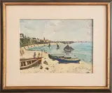 Cliffside Beach, France by Julia Brazy, Oil on Board, offered Feb 2021