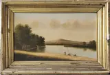 Antique by John Christopher Miles, Oil on Canvas River Landscape, offered Feb 2021