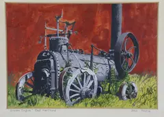 Steam Engine East Hartford by John Austin, Tempera on Artist Board, offered Feb 2021