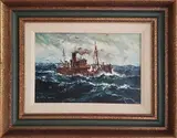 Jack L. Gray, Steam Trawler At Sea, Oil on Canvas Board