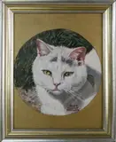 Portrait of a White Cat by Helen Wilson Sherman, Oil on Canvas, offered Feb 2021